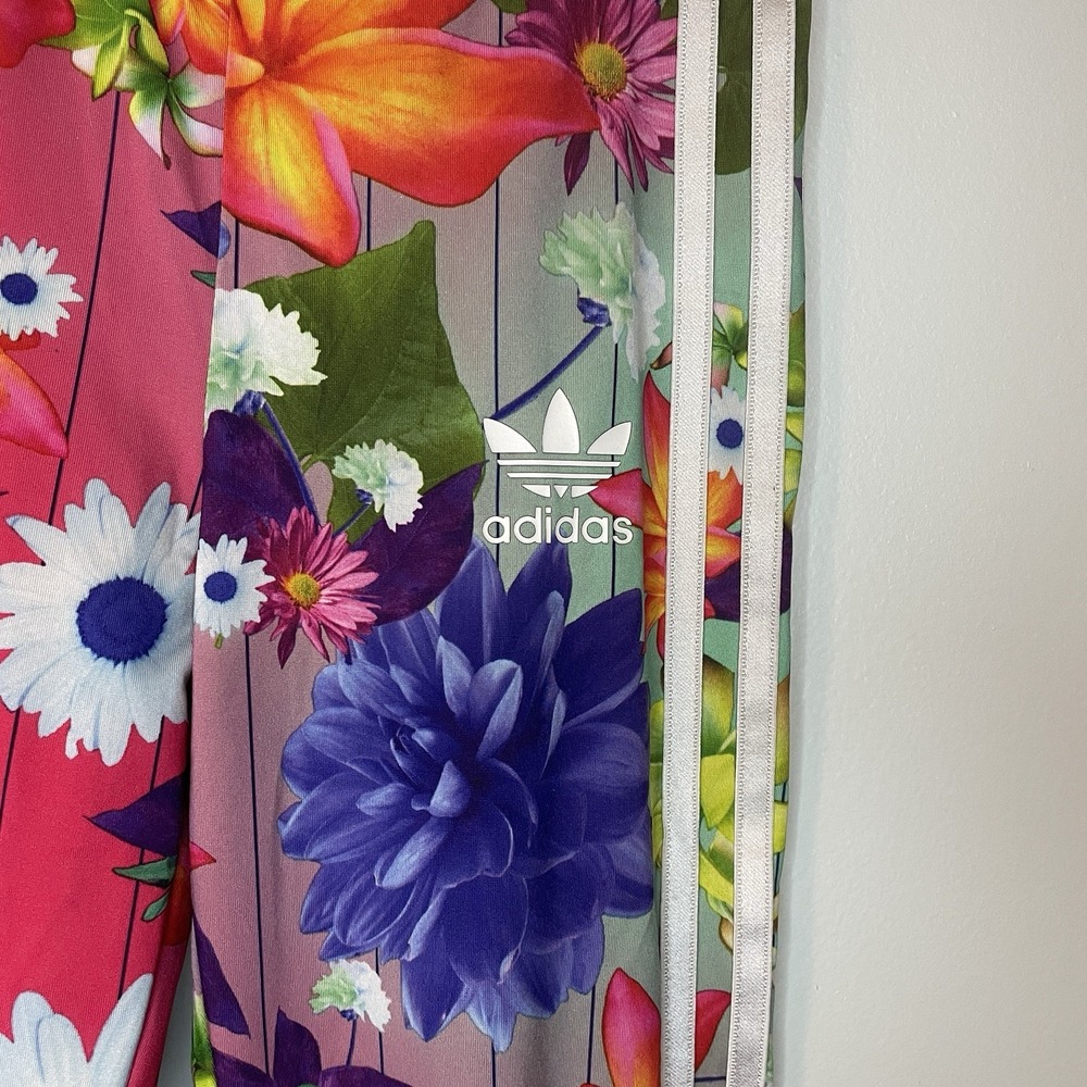 Adidas Girls Athletic Leggings Size S‎ Bright Floral - Picture 2 of 7